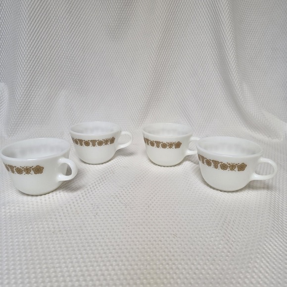 Corelle Other - (Set of 4) Vintage Corelle Butterfly Gold Coffee Tea Cups C Handle Closed